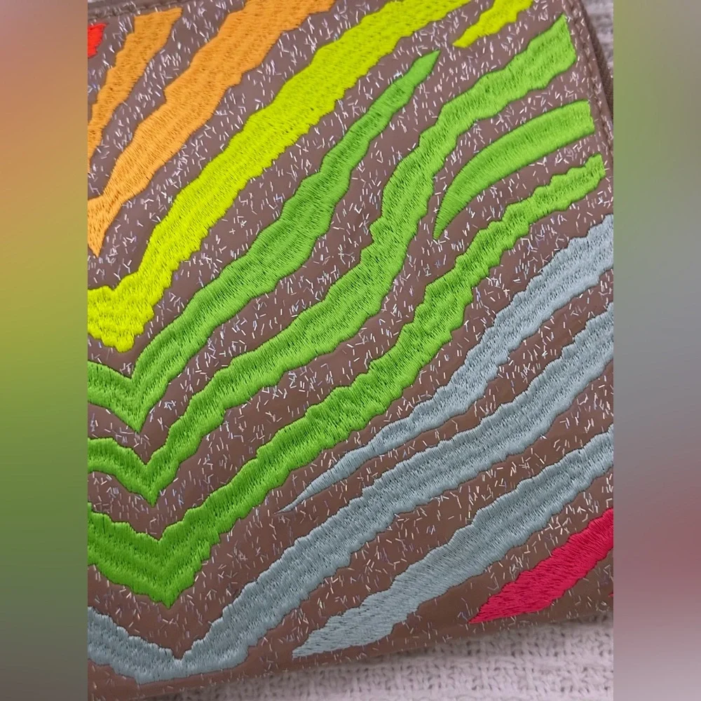 Consuela Veronica L-Shaped Clutch Neon Zebra